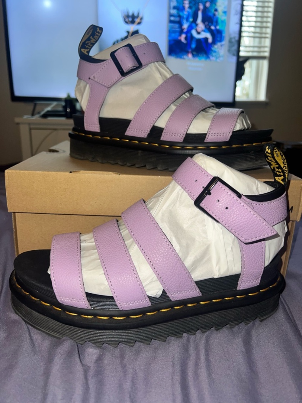 Dr. Martens lilac Blaire Pisa leather Platform Strappy Sandals